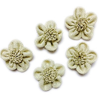 Eerafashionicing Jute Flowers Hessian Burlap Decor Event Dresses (White, 6X6 Cm)