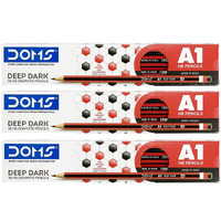 Doms A1 Deep Dark Hb Graphite Pencil | Include Eraser & Sharpner | 30 Pencils | Innovative Groove For Perfect Grip | Use For Sketching & Drawing | Pack Of 10 Pencils X 3 Box