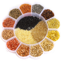 Beadsnfashion Glass Seed Beads Shades Of Earthy Color Tones Diy Kit With Nylon Thread For Jewellery Making, Beading, Arts And Crafts And Embroidery, 15 Colors, Size 2Mm