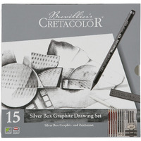 Cretacolor Silver Box Graphite Drawing Set Of 15 - Tin Box,Black,400 18