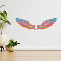 Cvanu Multi Colour Wings Wall Sticker For Wall Surface Decoration Size (14Inchx 48Inch) Cv5
