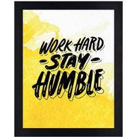 Interio Crafts Work Hard Stay Humble Quote, Motivational Wall Framed Poster, Inspirational Framed Posters,Black, 13 X 10