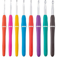 Clapone 8 Pieces Crochet Hooks Ergonomic Handle Crochet Hooks Set Soft Handle Crochet Crochets For Arthritic Hands Lace Set Knitting Needles Hooks
