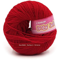 Vardhman Yarn Soft Wool Thread Ball For Hand Knitting Art & Craft Fingering Crochet Hook (Red) 150 Gms. Use For Woolen Sweater Cap Socks Muffler Gloves.