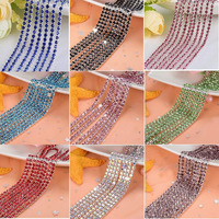 Diy Crafts Pack Of 10 Yards 10X1, 5Mm, 10 Yards Random Colour Glass Crystal Rhinestone Chain,Gold Bottom Sew On Cup Chains For Ga(Pack Of 10 Yards 10X1, 5Mm)