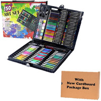 Masterstor Children Deluxe Art Drawing Crayon Colour Set - Creative Fun Kit For Kids  Painting And Colouring Set For Kids With Oil Pastels, Watercolours, Crayons, Markers (150Pcs- Black)