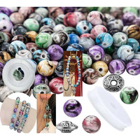 Diy Crafts 25 Pcs 20 Spacer, Random M Colour, Beads For Jewelry Making, For Bracelets Making,20X Space Acrylic Beads In Ink Patterns With Spacer Bead (25 Pcs 20 Spacer, Random M Colour)