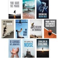 Chaka Chaundh Motivational Typography Wall Posters For Room - Set Of 10 (Multicolour, 18 Inches X 12 Inches)