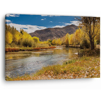 Truecanvas Autumn View With Mountains, Wooden Framed Canvas Paintings For Home Decor | Bedroom, Living Room,Wall Decoration | Wall Art Painting, Ct0834, Size 16 X 24 In