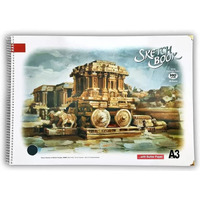 Sejascollections ( Pack Of 1 ) A3 Spiral Bound Sketch Book | 60 Cartridge Sheets With 60 Butter Papers | Drawing Book, Art File 60 X 2 Pages (Including Butter Paper) With 140 Gsm, Snow White Cartridge Papers, Ideal For Drawing, Sketching, Colouring And Painting. Color And Design May Vary.