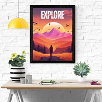 Casabonica Travel Wall Posters|Explore Wall Frames|Framed Posters|Wall Posters With Frame For Office, Home, Bedroom, Living Room|Set Of 1 | Size - A4