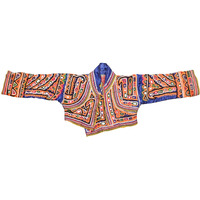 Ethnics Of Kutch Rabari Work Cotton Hand Embroidered Mirror Work Handwork Patch - 24 Cms Length - (Multi Colour 11B01A)
