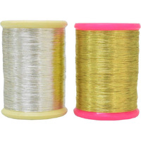 Embroiderymaterial Gold & Real Silver Plated Metallic Zari Embroidery Thread Combo - 2 Roll - 200 Meter/Roll