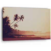 Truecanvas Sunset In Tropics Coconut Trees, Wooden Framed Canvas Paintings For Home Decor | Bedroom, Living Room,Wall Decoration | Wall Art Painting, Ct0622, Size 16 X 24 In