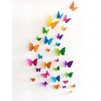 Jaamso Royals 30 Cmpcs 3D Multi Colour Finish Home Decor Butterfly Comes With Sticking Pad(Multi Colour)(Set Of 30 Cm)