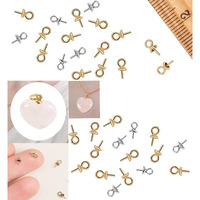 Diy Crafts 30 Pcs, Silver, As Image 1.5Mm Small Hole Stainless Steel Cup Pearl Screw Eye Pin Bail Peg Pendants For Half Drilled Beads Jewelr(30 Pcs, Silver)