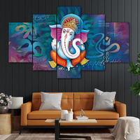 Perpetual Ganesha Painting For Wall Decoration - Set Of 5, 3D Scenery Wall Painting For Bedroom Large Size With Frames For Wall Decor And Home Decoration, Hotel, Office (125 Cm X 60 Cm) G1J