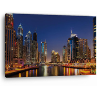 Truecanvas Dubai River Night, Wooden Framed Canvas Paintings For Home Decor | Bedroom, Living Room,Wall Decoration | Hd Print Canvas | Wall Art Painting, Size 16 X 24 Inch