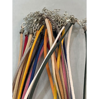Omx Multi Color Sude Korean Leather Necklace Cord With Lobster Clasp For Jewelry Making With 2" Chain Extension End (Size -17 Inches Long) (12Pc) (Multi-Colour)