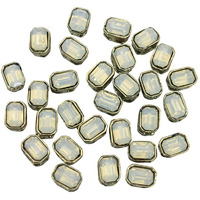 Embroiderymaterial Flatback Sew On Kundan Beads/Rhinestone/Gem Stone For Craft, Embroidery, Jewellery Making, Dresses, Embellishments, Bracelet Making (5X7Mm, Rectangle Shape, Milky White Color, 50 Pieces)