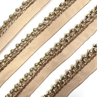 Embroiderymaterial Kinari Lace With Golden Beads, Moti Latkan Border Lace For Sewing, Embroidery, Saree Border, Blouse, Dupatta Border, Lehenga, Kurti Etc (9 Meters, 18Mm Wide)