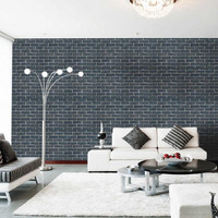 Jaamso Royals Black Brick Self-Adhesive Water Proof Wall Paper Sticker For Decor (200 Cm * 45 Cm)