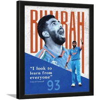 Chaka Chaundh - Motivational Quotes Frames - Athletic Poster With Frame  Cricket Quotes Wall Frames - (14 X 11 Inches) (I Look To Learn From Everyone Jasprit Bumrah - Multi)