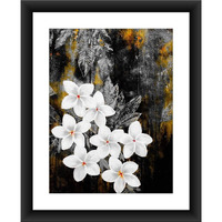 Shsworks Plumeria Flowers Abstract Framed Digital Reprint Wall Art Copyright Protected Artwork Canvas Painting Signed By Artist For Living Room Bedroom Home & Office Decor (Multicolour, 20X23 Inch)