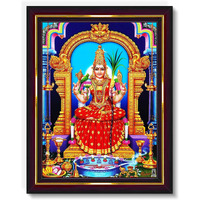 Pavan Photo Laminations Kanchi Kamakshi Kamachi Amman Kanji Kamatchi Wall Painting Framed Home Decor (Wood,Matte,Brown,Small Size,6 X 8 Inch) B201S