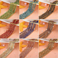 Diy Crafts Pack Of 20 Yards 10X2, 8Mm, 10 Yards Random Colour Glass Crystal Rhinestone Chain,Gold Bottom Sew On Cup Chains (Pack Of 20 Yards 10X2, 8Mm)