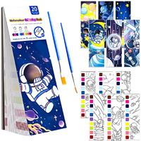 Wishkey 2 In 1 Astronaut Water Coloring Book, Watercolor Painting Books With 2 Paint Brush, Activity Books, Diy Bookmark For Kids, 20 Sheets Magic Water Book For Kids, 3+ Years (Pack Of 1)