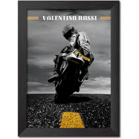 Tenorarts Valentino Rossi Posters Motogp Photo Framed Painting With Black Wooden Textures (12Inches X 9Inches)