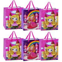 Funblast Paper Bags For Gifts  Pack Of 6 Pcs Paper Goodie Bags Small, Kraft Paper Bags With Handles For Birthday, Wedding, Party And Other Festivals (Random Color And Print)