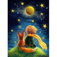 Diy Diamond Painting Kits For Adult,The Little Prince And Wolf 5D Drills Gem Art And Craft Pictures For Beginner,Embroidery Jewel Painting For Wall Decor Gift 12"X16"