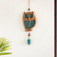 Exclusivelane 'Wide-Eyed Owl' Handmade Terracotta Wall Hanging For Home Decoration (12.6 Inch) | Handpainted Wall Decoration Item For Living Room Wall Hanging Decorative Item Terracotta Wall Dcor