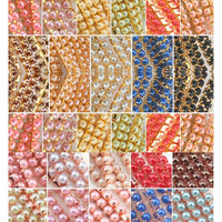 Diy Crafts 2 Yards, Light Pink -Gold, Colour 2Yard/10/20Yards Abs Ss6/2Mm 9 Colors Pearl Copper Rhinestone Chain Base Cup Pearl Chain For Sewing D(2 Yards, Light Pink -Gold)