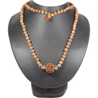 3 Mukhi Guru Mani + 2 Beads Of Sphatik Mani Made In 5 Mukhi Rudraksha Mala Total Numbers Of Beads 108+1