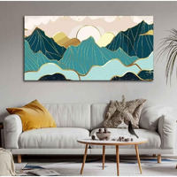 Aadee Craft Unframed Canvas Painting Abstract Sunrise Golden Mountains Wall Painting For Living Room, Bedroom, Office, Hotels, Drawing Room Size Large (122Cm X 61 Cm) (Design 10)