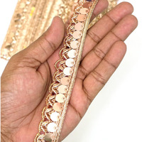 Embroiderymaterial Sew On Laces And Border Material Rose Gold Shiny Zari & Shiny Sequins Trim Lace For Saree Border, Suit, Kurta, Dupatta, Blouse, Gown & Lehenga (2 Cm Wide, 18 Meters Long)