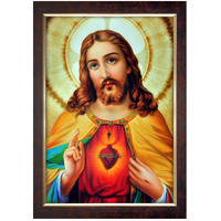 Dharvika Innovations Jesus Christ Paintings For Living Room, Jesus Christ Painting Wall Decoration, Jesus Christ Photo Frame For Wall Decoration 242 (11X14 Inch) Brown