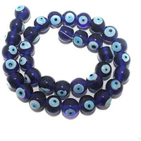 Beadsnfashion Hand Crafted Blue Glass Evil Eye Beads For Bracelet Necklace And Jewellery Diy Craft, Size 14Mm