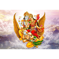 Printnet Lord Vishnu And Lakshmi Wall Poster | Hd God Poster For Room Office Gym, Multicolour, Printed, 12 X 18 Inch