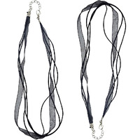 Diy Crafts 2 Pcs, Organza 3 Stripe Necklace, Black Necklace Cord Satin Silk Rope Chain With Lobster Claw Clasp Jewelry Makin (2 Pcs, Organza 3 Stripe Necklace)