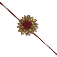 Prapti Handicrafts Handmade Crochet Flowers Reusable Brooch Pin Rakhis For Brothers (Red)