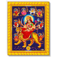 Pavan Photo Laminations Durga Maa Mata Goddess Nav Navadurga Navdurga Wall Painting Framed Home Decor (Wood,Matte,Gold,Small Size,6 X 8 Inch) R1165S