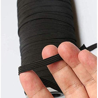 Omx Black Color Polyester Flat Braided Elastic Cord Band (10 Meters, 6Mm) For Mask, Sewing, Crafts | Knit Sewing Crafts Diy Earloop For Mask Bent And Other Projects