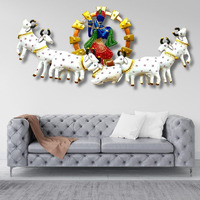 Anshika International Krishna Playing Basuri With Cow Metal For Home Decoration, Scenery Showpiece Wall Sculpture For Living Room, Decorative Items - 55 Inch