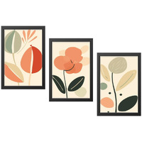 Truecanvas Abstract Hd Print Painting Set Of 3 With Frame For Home, Living Room Gallery & Office, Black Frame, Size - 13.50 X 19.50 Inch, Sf386