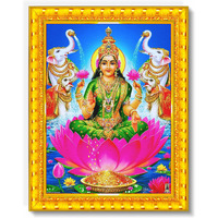 Pavan Photo Laminations Goddess Lakshmi Devi Dhana Vaibhav Laxmi Maa Wall Painting Framed Home Decor (Wood,Matte,Gold,Big Size,10 X 12 Inch) R300M
