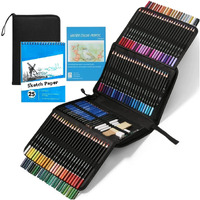 Corslet 146 Pc Drawing Pencils For Artists Kit With 16 & 25 Page A5 Sketch Book Watercolor Oil Based Colour Set Sketching Artist Art Supplies, Ink Black